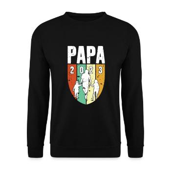 PAPA SEIT 2023 - Unisex Pullover - Schwarz - Vorne - Alina (178cm) & Michal (187cm)