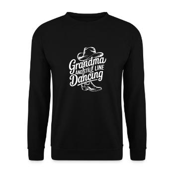 Coole Line Dance Oma. Oma hat Freude am Tanzen - Unisex Pullover - Schwarz - Vorne - Alina (178cm) & Michal (187cm)