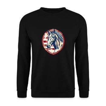 Cheval vintage américain - Sweat-shirt Unisexe - noir - Devant - Alina (178cm) & Michal (187cm)