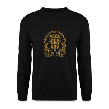 Mystical mask with figures and mystical signs - Unisex Sweatshirt - black - Front - Alina (178cm) & Michal (187cm)