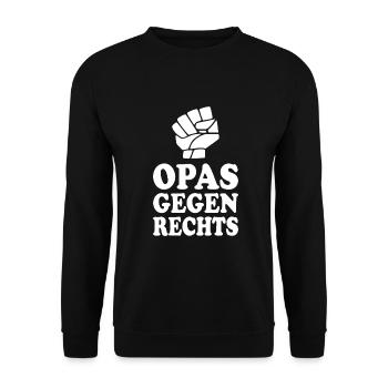 Opas gegen rechts - Unisex Pullover - Schwarz - Vorne - Alina (178cm) & Michal (187cm)