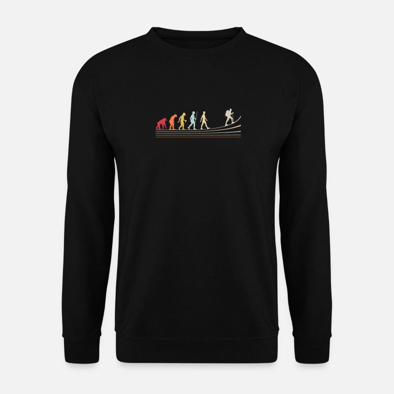 Entwicklung des Menschen vom Affen zum Bergsteiger - Unisex Pullover - Schwarz
