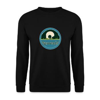 Spreewald Logo Blau / Grün mit Schriftzug - Unisex Pullover - Schwarz - Vorne - Alina (178cm) & Michal (187cm)