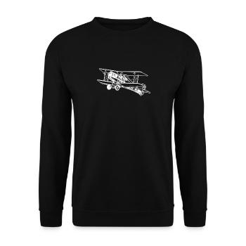 Flying Biplane Box Vintage Illustration - Unisex Sweatshirt - black - Front - Alina (178cm) & Michal (187cm)
