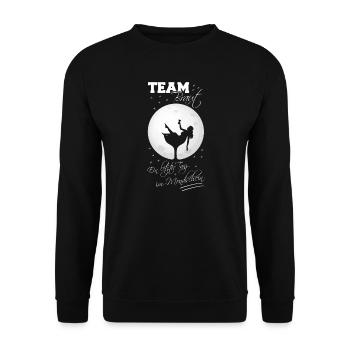 Team braut JGA Letzter Tanz im Mondschein - Unisex Pullover - Schwarz - Vorne - Alina (178cm) & Michal (187cm)