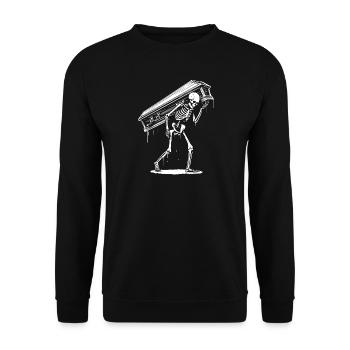 skeleton carrying the coffin - Unisex Sweatshirt - black - Front - Alina (178cm) & Michal (187cm)