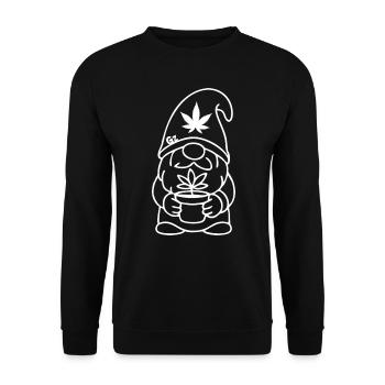 Süßer Zwerg mit Cannabispflanze - Unisex Pullover - Schwarz - Vorne - Alina (178cm) & Michal (187cm)