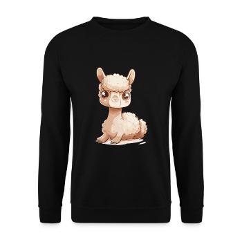 Alpaka Lama für Alpakaliebhaber - Unisex Pullover - Schwarz - Vorne - Alina (178cm) & Michal (187cm)