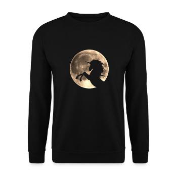 Einhorn, Vollmond , Mond, Magie, Pferd, unicorn, - Unisex Pullover - Schwarz - Vorne - Alina (178cm) & Michal (187cm)