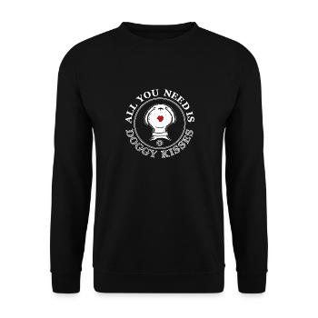 All you need is doggy kisses | lustiges Hundeshirt - Unisex Pullover - Schwarz - Vorne - Alina (178cm) & Michal (187cm)