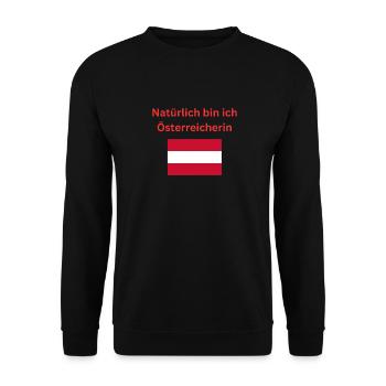 Natürlich bin ich Österreicherin - Unisex Pullover - Schwarz - Vorne - Alina (178cm) & Michal (187cm)