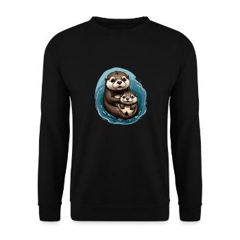 Otter - Otterly in love - Unisex Pullover - Schwarz - Vorne - Alina (178cm) & Michal (187cm)