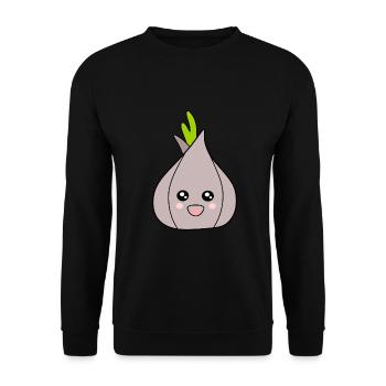Kawaii Oignon Ail Kawaii Légumes Kawaii Fruits Kawaii - Sweat-shirt Unisexe - noir - Devant - Alina (178cm) & Michal (187cm)