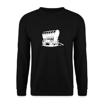 Fuhrwerk Pferde Gespann Alter Planwagen - Unisex Pullover - Schwarz - Vorne - Alina (178cm) & Michal (187cm)