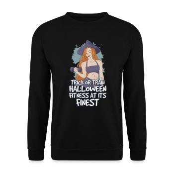 Trick Or Train Anti Halloween Fitness - Unisex Sweatshirt - black - Front - Alina (178cm) & Michal (187cm)