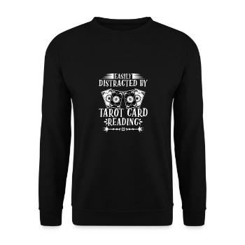 Facilement distrait par la lecture amusante de cartes de tarot - Sweat-shirt Unisexe - noir - Devant - Alina (178cm) & Michal (187cm)