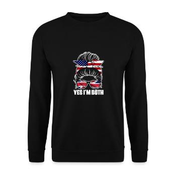 Oui, je suis tous les deux un chignon désordonné britannique américain pour - Sweat-shirt Unisexe - noir - Devant - Alina (178cm) & Michal (187cm)
