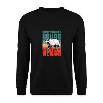Retro Honey Badger Squad pour un miel fanatique de Ratel - Sweat-shirt Unisexe - noir - Devant - Alina (178cm) & Michal (187cm)