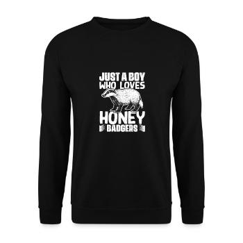 Juste un garçon qui aime les blaireaux de miel drôles Un miel - Sweat-shirt Unisexe - noir - Devant - Alina (178cm) & Michal (187cm)