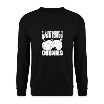 Just A Boy Who Loves Funny Cookies A The Cookie - Unisex Pullover - Schwarz - Vorne - Alina (178cm) & Michal (187cm)