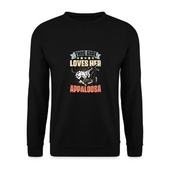 Cette fille aime son cheval Retro Appaloosa pour un - Sweat-shirt Unisexe - noir - Devant - Alina (178cm) & Michal (187cm)