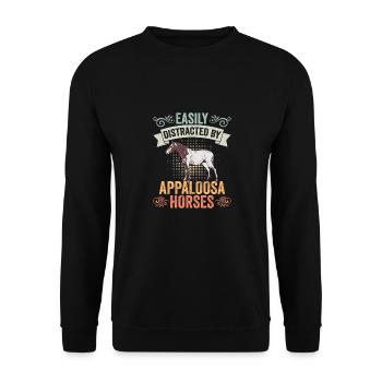 Facilement distrait par de drôles de chevaux Appaloosa - Sweat-shirt Unisexe - noir - Devant - Alina (178cm) & Michal (187cm)