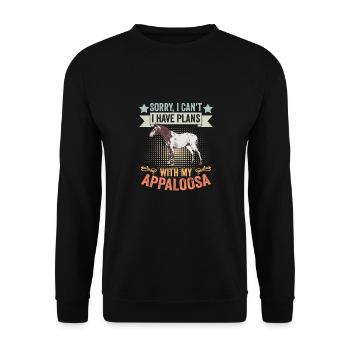 Désolé je ne peux pas j’ai des projets avec mon appaloosa rétro - Sweat-shirt Unisexe - noir - Devant - Alina (178cm) & Michal (187cm)