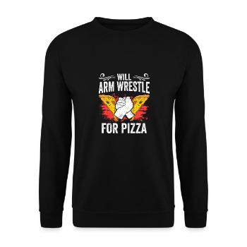 Funny Arm Wrestler Arm Wrestle For Pizza Arm - Unisex Sweatshirt - black - Front - Alina (178cm) & Michal (187cm)