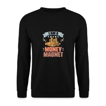 Rétro Je suis un aimant d’argent Richesse manifeste Positif - Sweat-shirt Unisexe - noir - Devant - Alina (178cm) & Michal (187cm)
