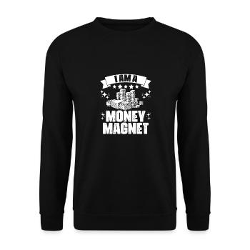 Awesome I Am A Money Magnet Manifesting Wealthy - Unisex Sweatshirt - black - Front - Alina (178cm) & Michal (187cm)