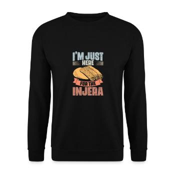 I'm Just Here For The Retro Ethiopian Bread Injera - Unisex Pullover - Schwarz - Vorne - Alina (178cm) & Michal (187cm)