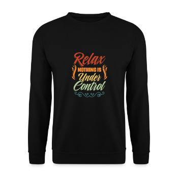 Vintage Meditation Sarcasm Relax Nothing Is Under - Unisex Pullover - Schwarz - Vorne - Alina (178cm) & Michal (187cm)