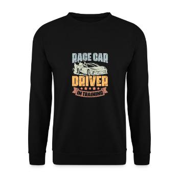 Race Car Driver In Training Retro Car Race - Unisex Pullover - Schwarz - Vorne - Alina (178cm) & Michal (187cm)