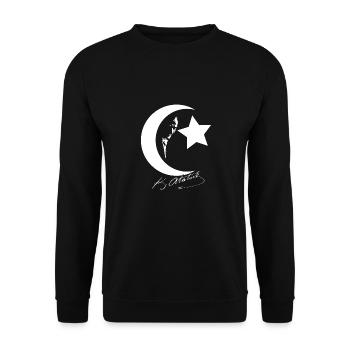 Super Mustafa Kemal Atatürk Signature pour - Sweat-shirt Unisexe - noir - Devant - Alina (178cm) & Michal (187cm)