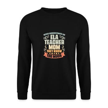 Never Underestimate Funny English Language Arts - Unisex Pullover - Schwarz - Vorne - Alina (178cm) & Michal (187cm)