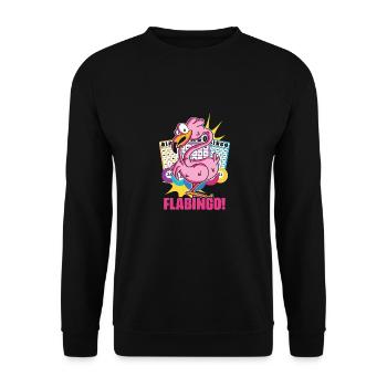 Funny Flamingo Bingo Flamingo For Bingo Nights - Unisex Sweatshirt - black - Front - Alina (178cm) & Michal (187cm)