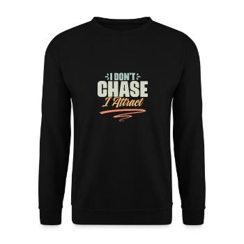 I Don't Chase I Attract Retro Manifesting Vibe For - Unisex Pullover - Schwarz - Vorne - Alina (178cm) & Michal (187cm)