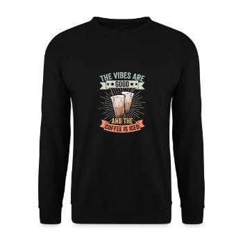 Retro The Vibes Are Good And The Coffee Is Iced - Unisex Sweatshirt - black - Front - Alina (178cm) & Michal (187cm)