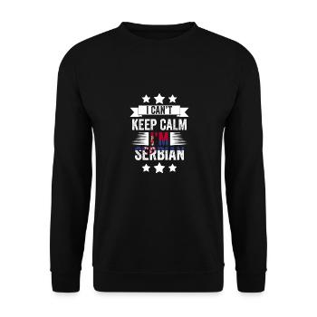 I Can't Keep Calm Funny Serbian Roots A Serbian - Unisex Pullover - Schwarz - Vorne - Alina (178cm) & Michal (187cm)