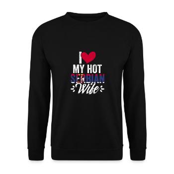 Awesome I Love My Hot Serbian Wife For Srbija - Unisex Pullover - Schwarz - Vorne - Alina (178cm) & Michal (187cm)