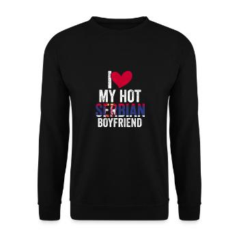 Awesome I Love My Hot Serbian Boyfriend For A - Unisex Pullover - Schwarz - Vorne - Alina (178cm) & Michal (187cm)