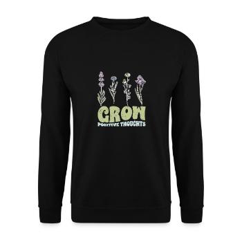 Vintage Grow Positive Thoughts Plant Lover - Unisex Sweatshirt - black - Front - Alina (178cm) & Michal (187cm)