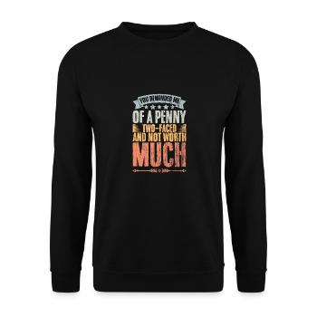 Tu me rappelles un traître à deux visages Penny Vintage - Sweat-shirt Unisexe - noir - Devant - Alina (178cm) & Michal (187cm)
