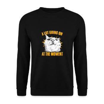 Naughty Cat Face A Lot Going On At The Moment For - Unisex Sweatshirt - black - Front - Alina (178cm) & Michal (187cm)