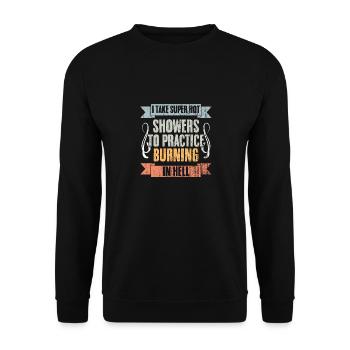 Vintage I Take Super Hot Showers To Practice - Unisex Sweatshirt - black - Front - Alina (178cm) & Michal (187cm)