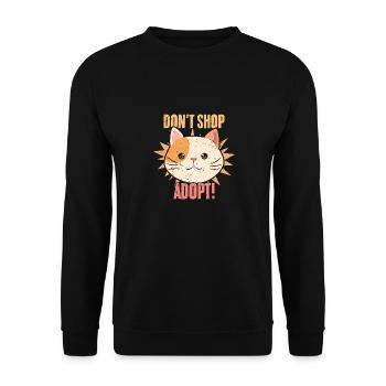 Cute Cat Face Don't Shop Adopt Animal Foster Child - Unisex Sweatshirt - black - Front - Alina (178cm) & Michal (187cm)