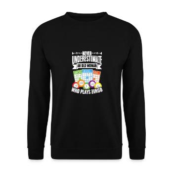 Ne sous-estimez jamais un bingo vintage de vieille femme - Sweat-shirt Unisexe - noir - Devant - Alina (178cm) & Michal (187cm)