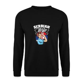 Serbian Wife Unbreakable Woman Vintage Serbia - Unisex Pullover - Schwarz - Vorne - Alina (178cm) & Michal (187cm)
