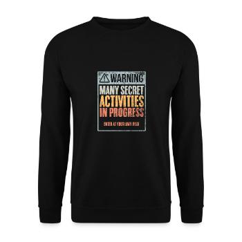 Vintage Many Secret Activities In Progress A - Unisex Sweatshirt - black - Front - Alina (178cm) & Michal (187cm)