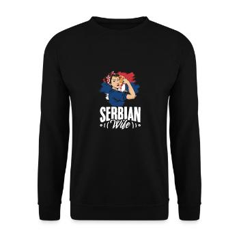 Serbian Wife Srbija's Unbreakable Woman Serbia - Unisex Pullover - Schwarz - Vorne - Alina (178cm) & Michal (187cm)